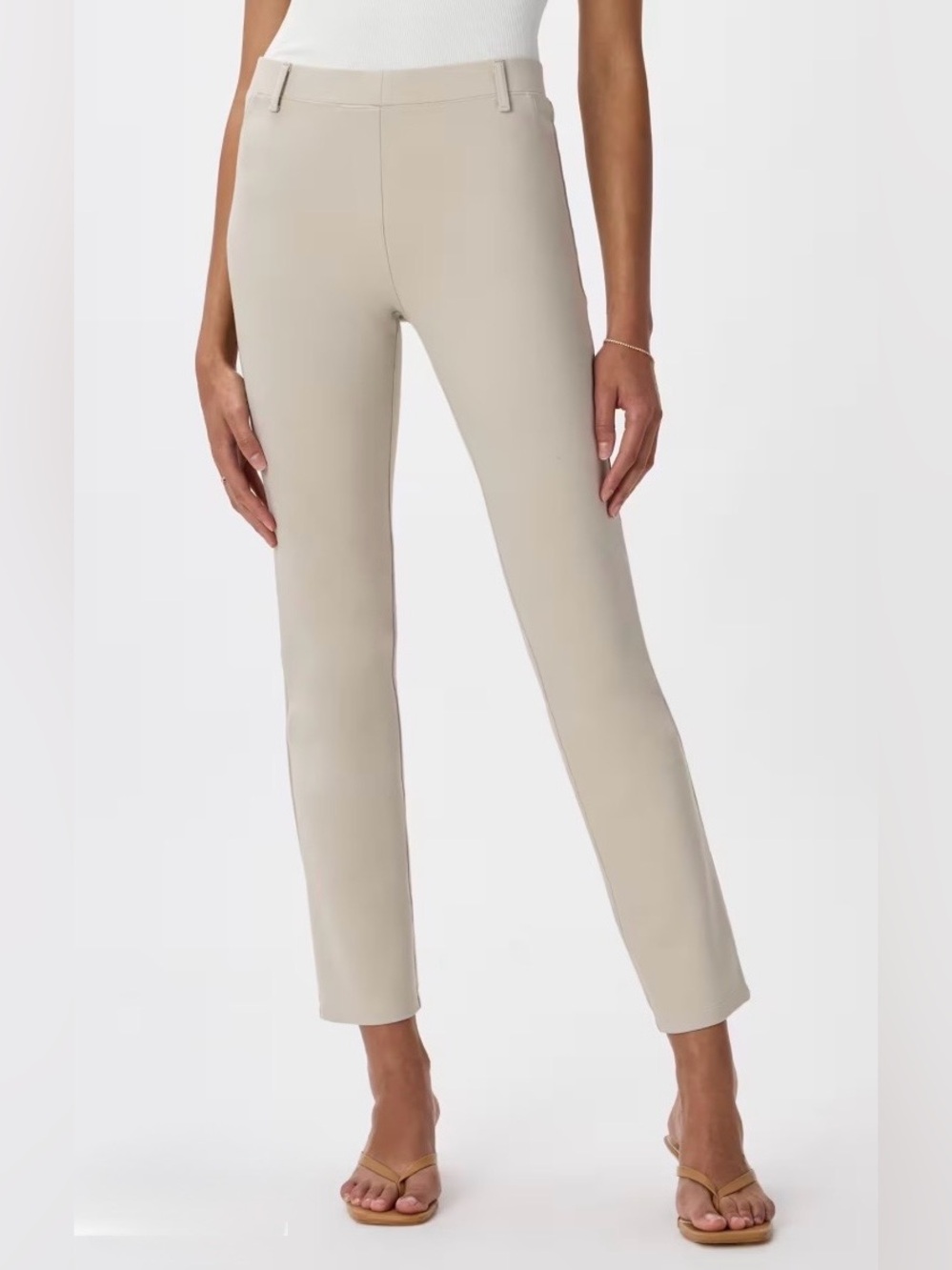 QUINCE Ultra-Stretch Ponte Straight Leg Pants Woman’s Tall Medium Khaki Ecru